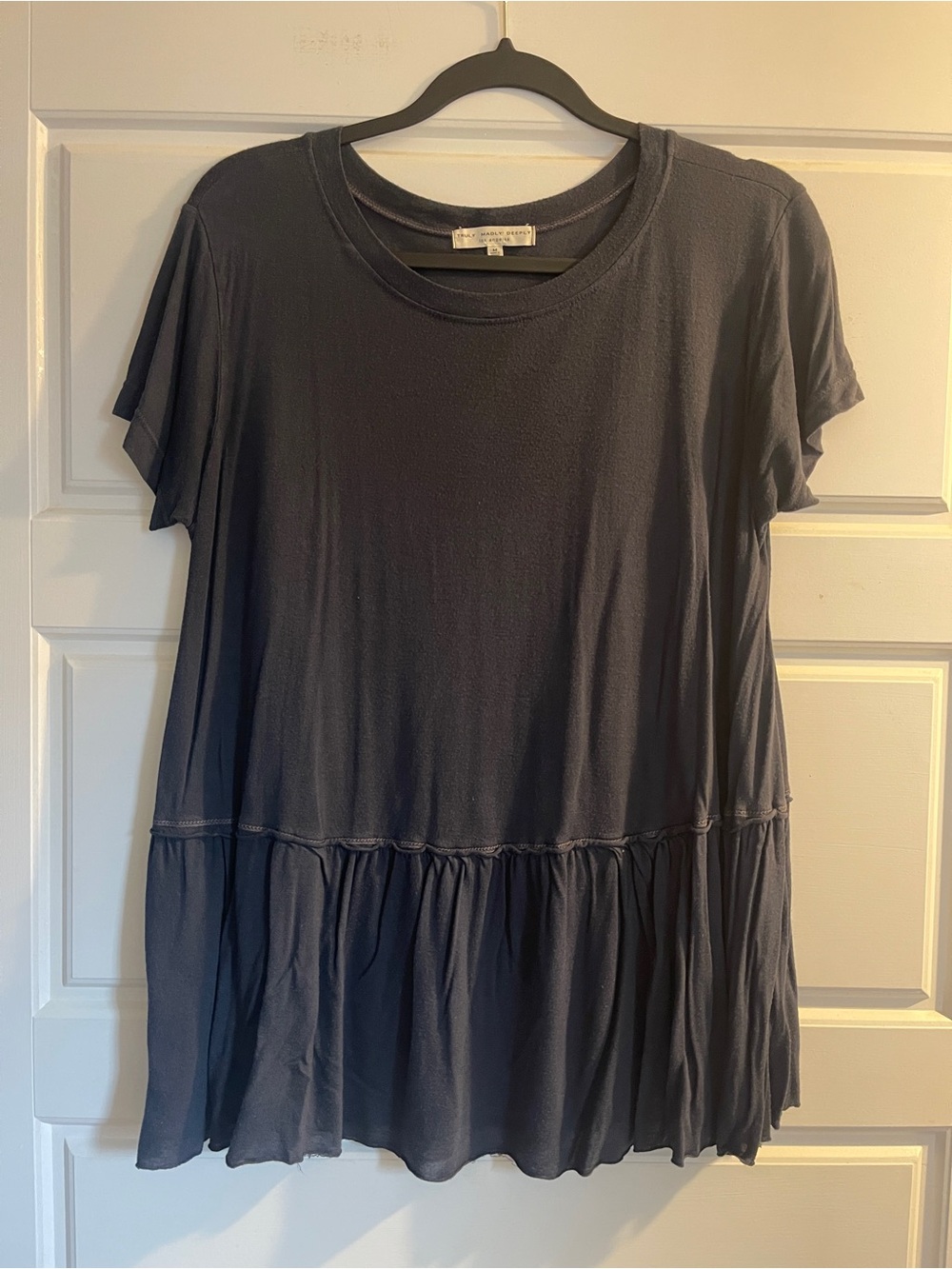 Truly Madly Deeply Relaxed Peplum Tunic - Charcoal Gray